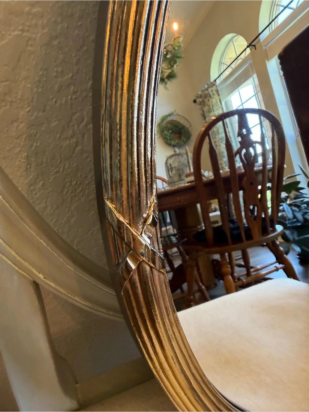 Vintage Ornate Gold Oval Wall Mirror Large